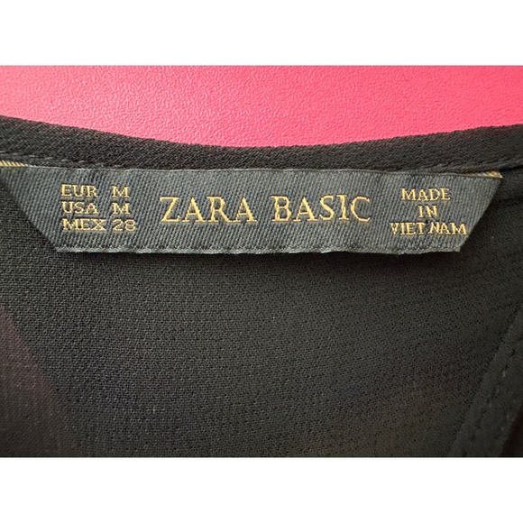 Zara Womens Black Sheer Chiffon Twist Back Blouse Top Sz M Chic Party Layer - Picture 4 of 8